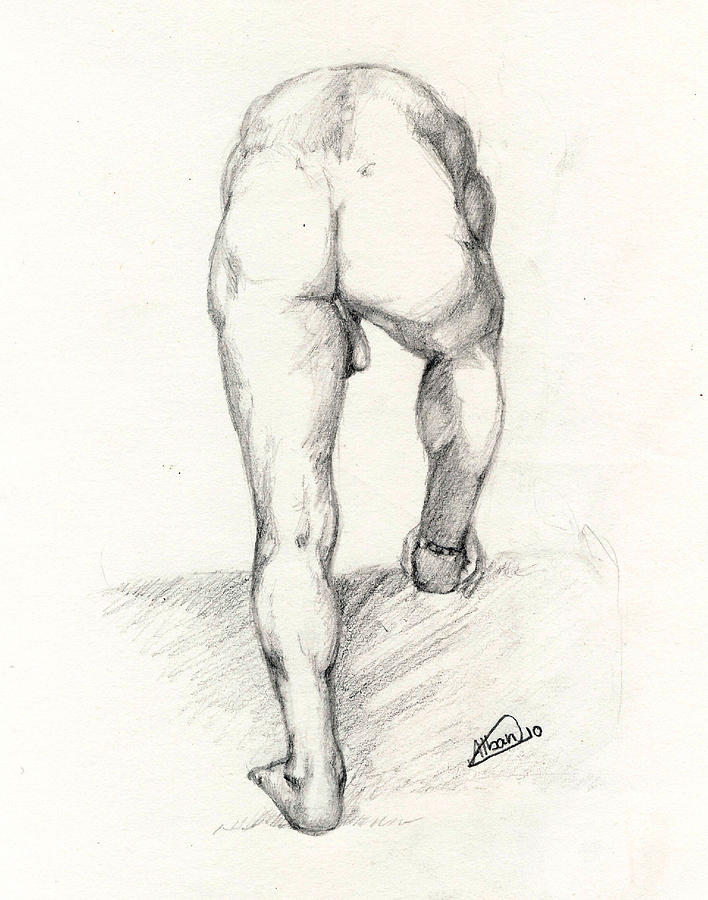 Live Nude Model #1 Drawing by Alban Dizdari