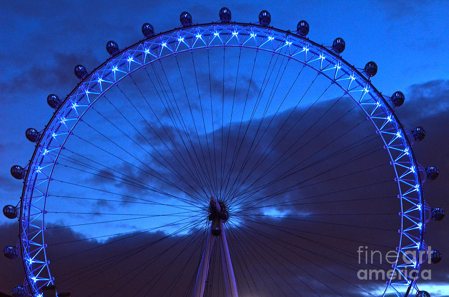 London Eye Digital Art - London Eye at Night #1 by Pravine Chester