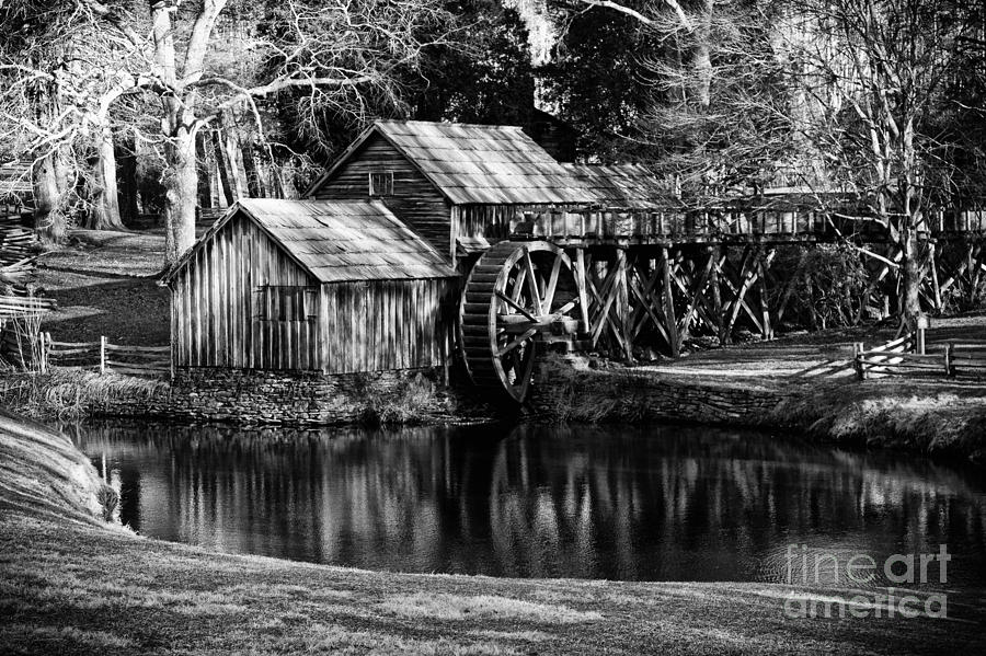 Black And White Photograph - Mabry Mill #1 by Carrie Cranwill
