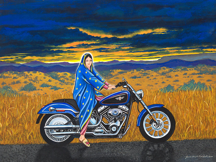 Mary on the Motorcycle Painting by James RODERICK