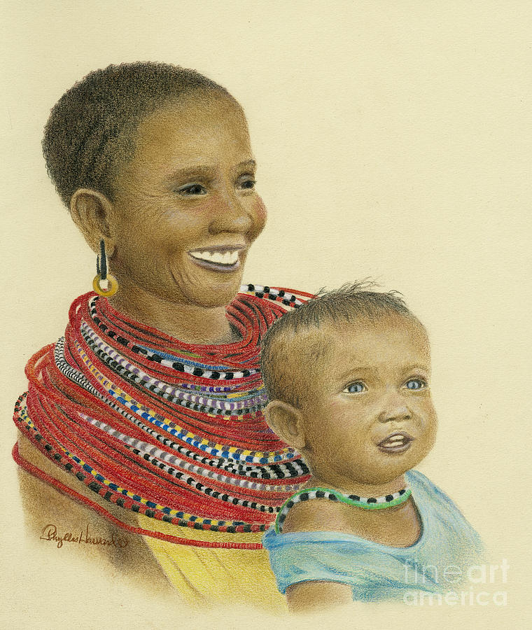 Masai Mom and Babe Painting by Phyllis Howard