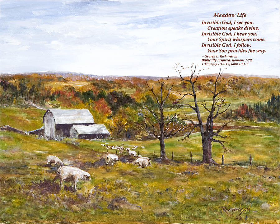 Meadow Life with poem #1 Painting by George Richardson