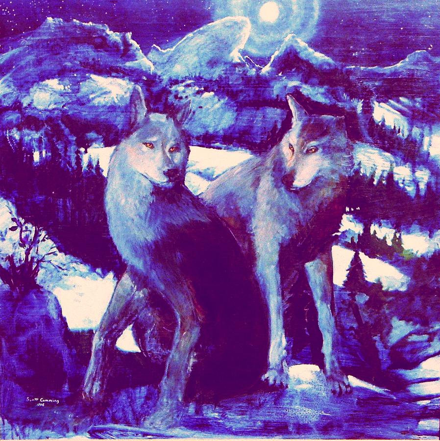 Midnight Wolves #1 Painting by Scott Cumming