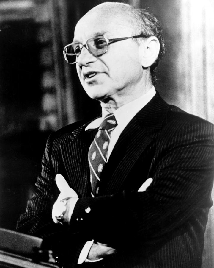 Portrait Photograph - Milton Friedman, 1980 Csu #1 by Everett
