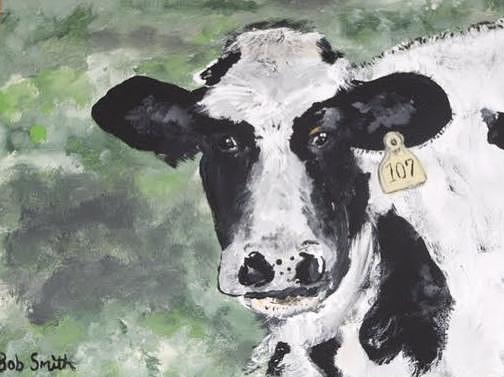 Cow Painting - Moo #1 by Bob Smith
