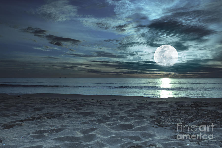 Summer Photograph - Moonlight #1 by MotHaiBaPhoto Prints