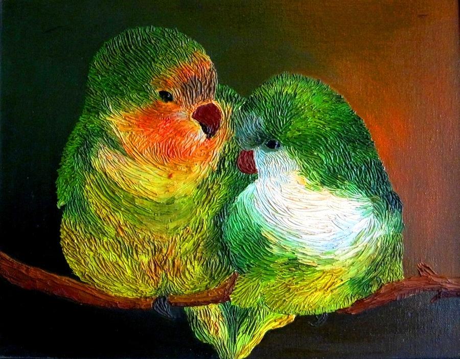 Bird Painting - Mother And Child #1 by Xafira Mendonsa