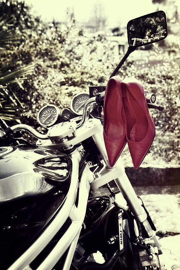 Vintage Photograph - Motorcycle With Shoes #1 by Joana Kruse