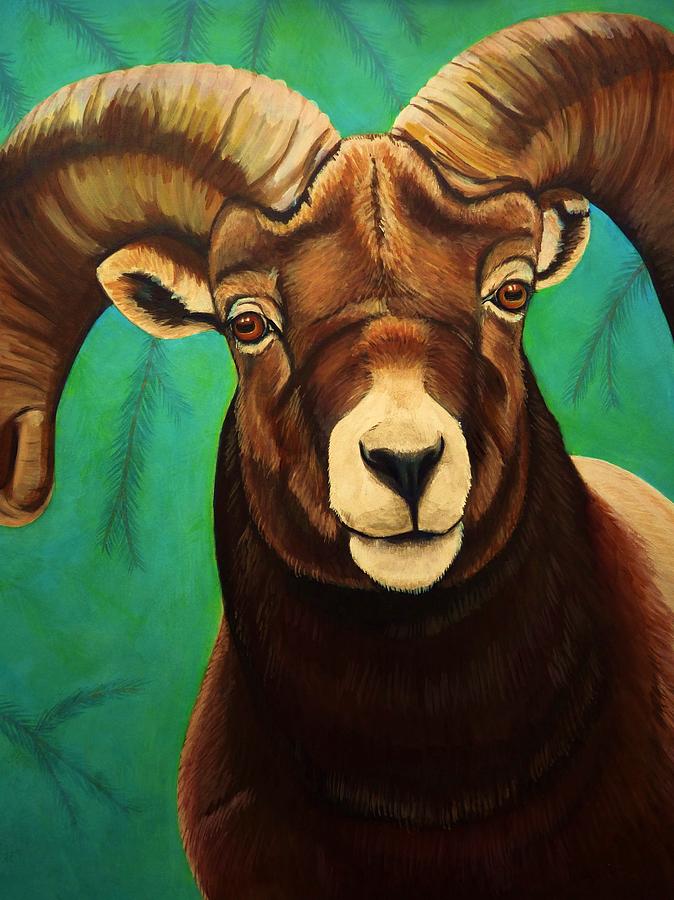 Colorado Rockies Painting - Mountain Bighorn by Lucy Deane