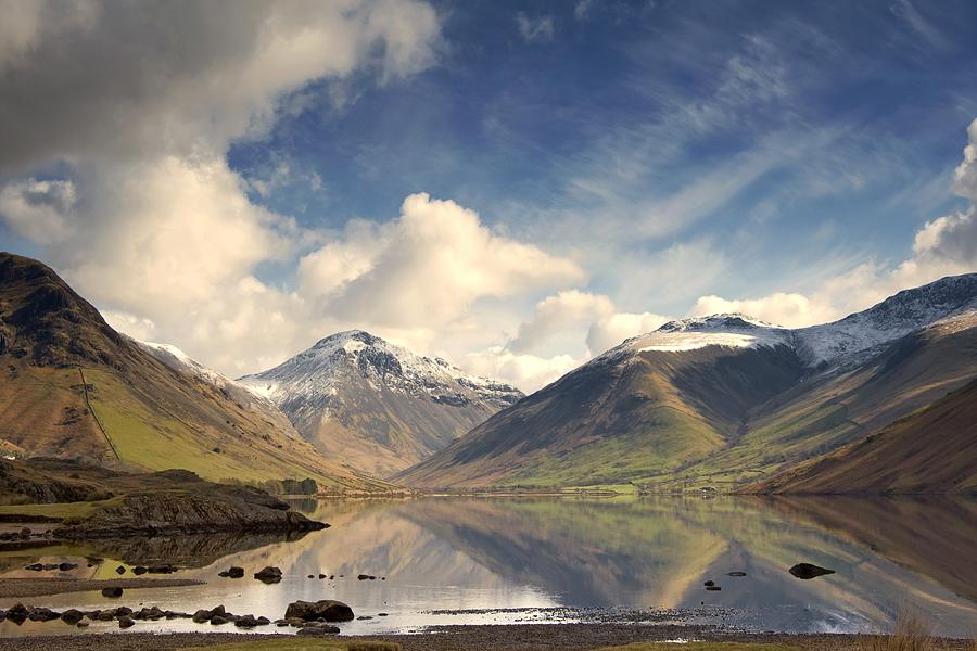 Landscape Photograph - Mountains And Lake At Lake District #1 by John Short