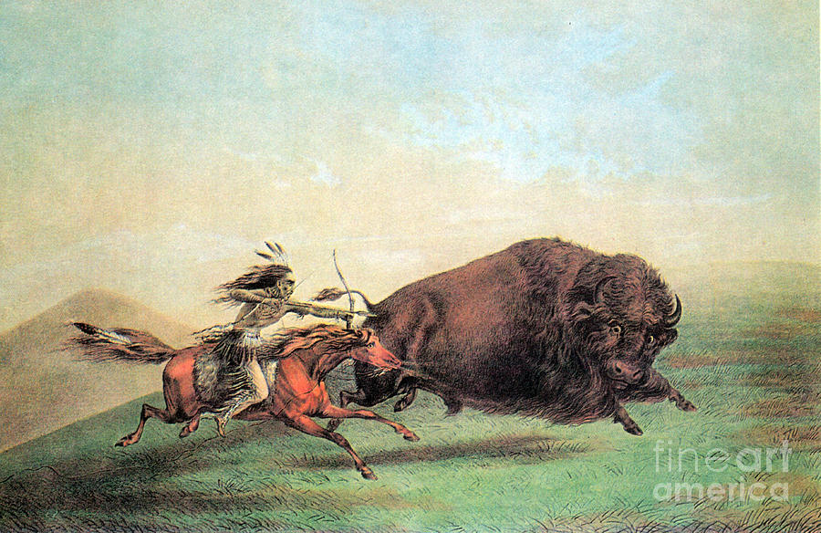 Native American Indian Buffalo Hunting #2 Photograph by Photo Researchers