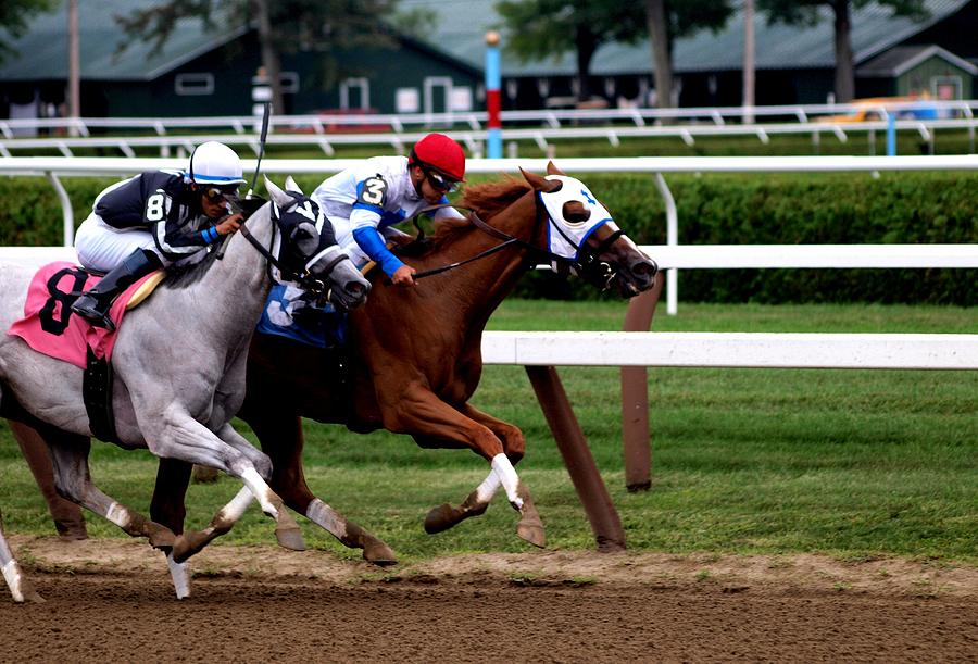 Neck and Neck at Saratoga One #1 Photograph by Joshua House