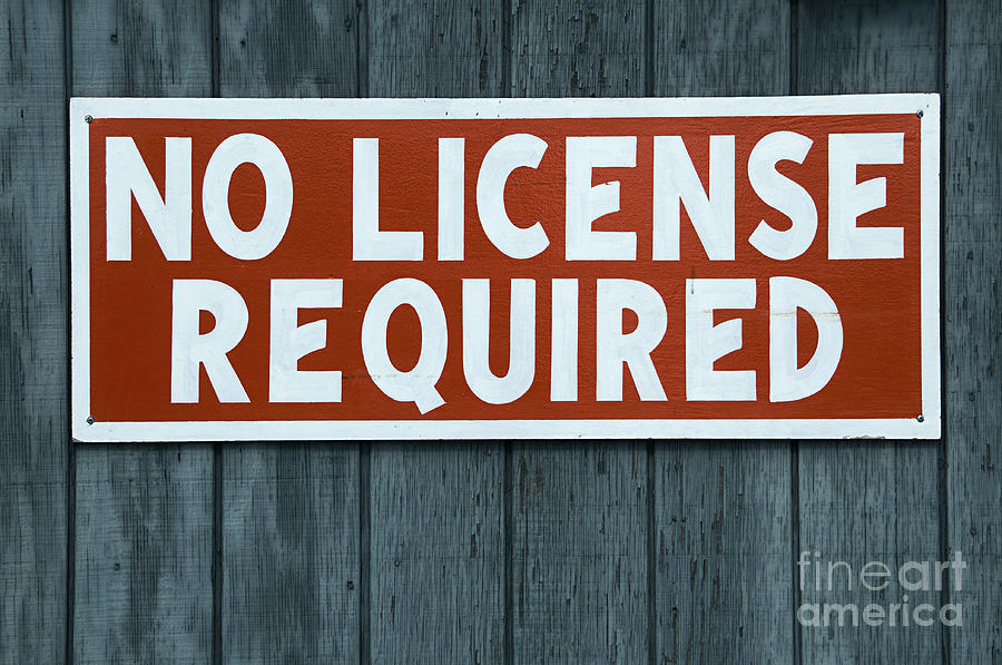 No License Required Sign #3 Photograph by Anne Kitzman