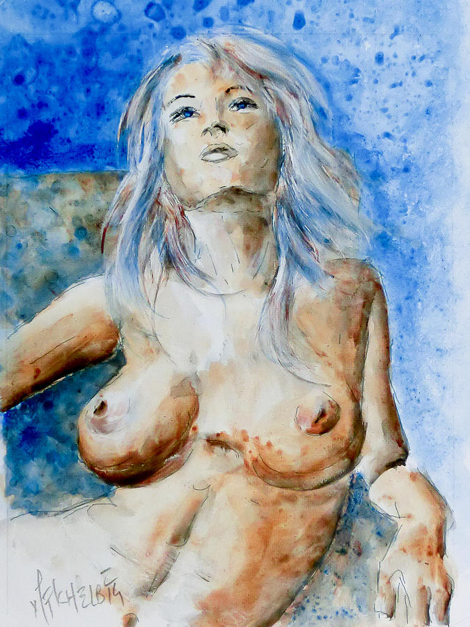 Nude 01 #1 Painting by Nik Helbig