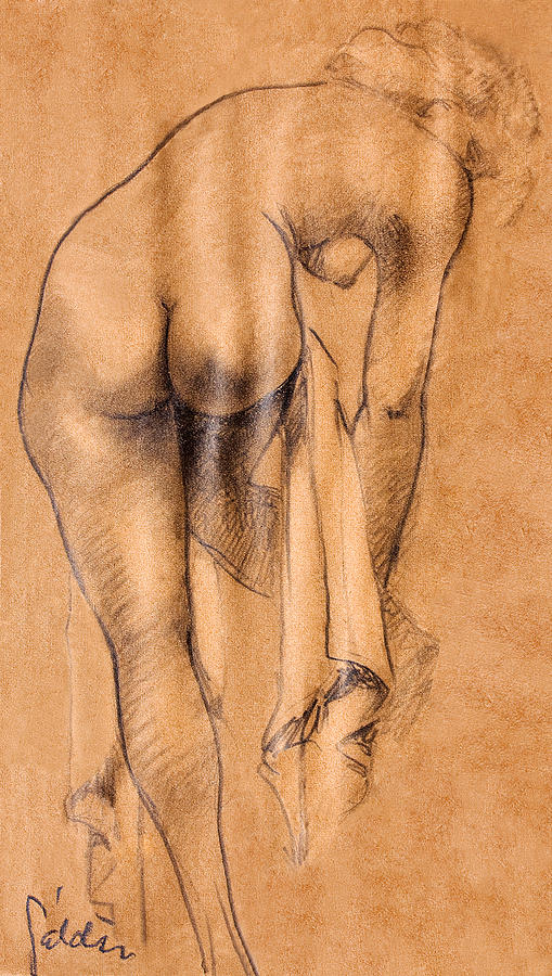 Nude girl #1 Drawing by Odon Czintos