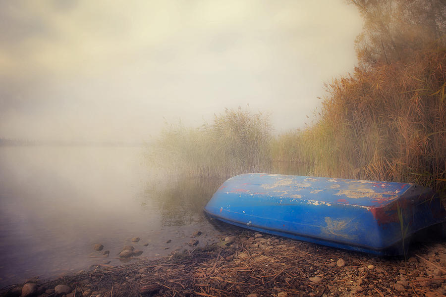 Boat Photograph - Old Boat In Morning Mist #1 by Joana Kruse