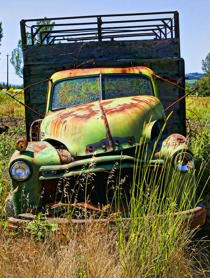 Old green truck Photograph by Garry Gay