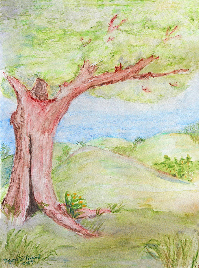 Old Oak tree #1 Painting by Debbie Portwood