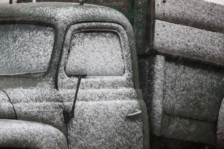 Winter Digital Art - Old Vintage Truck in Winter Storm Saskatchewan #1 by Mark Duffy