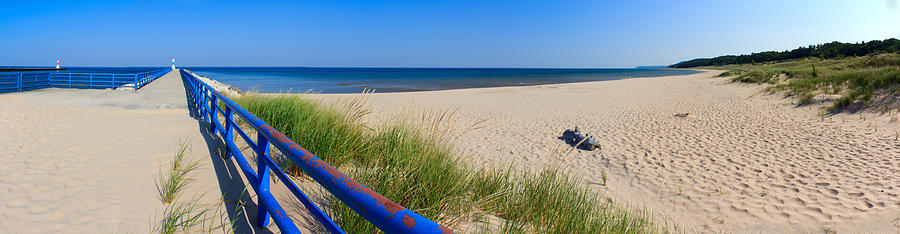 Onekama Michigan Pier and Beach Photograph by Twenty Two North Photography