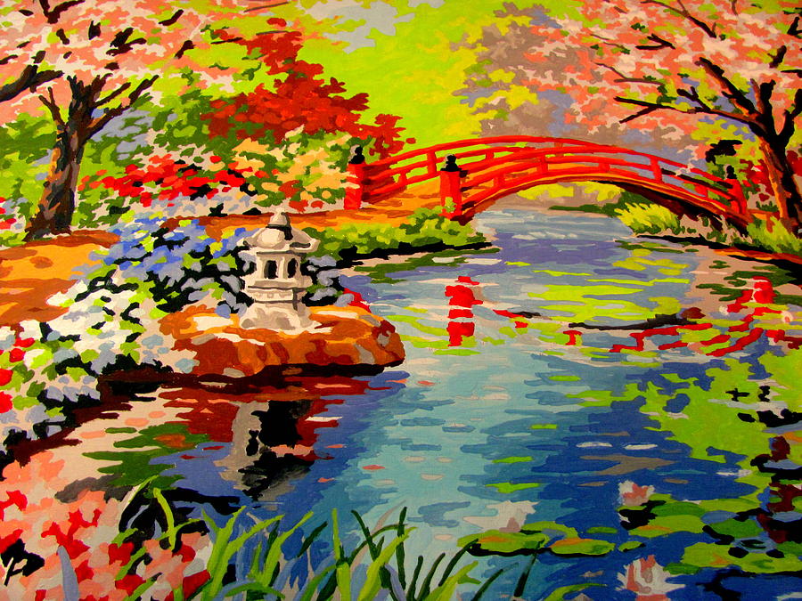 Acrylic Painting - Oriental Garden #1 by Amy Bradley