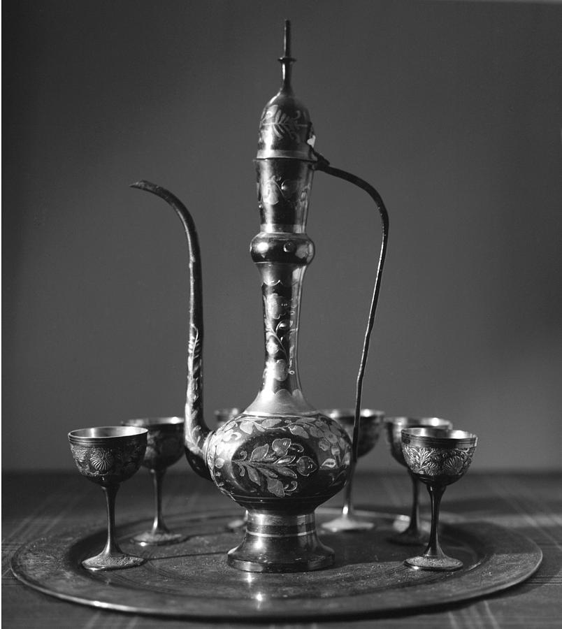 Ornate Arab pot and goblets #1 Photograph by Paul Cowan