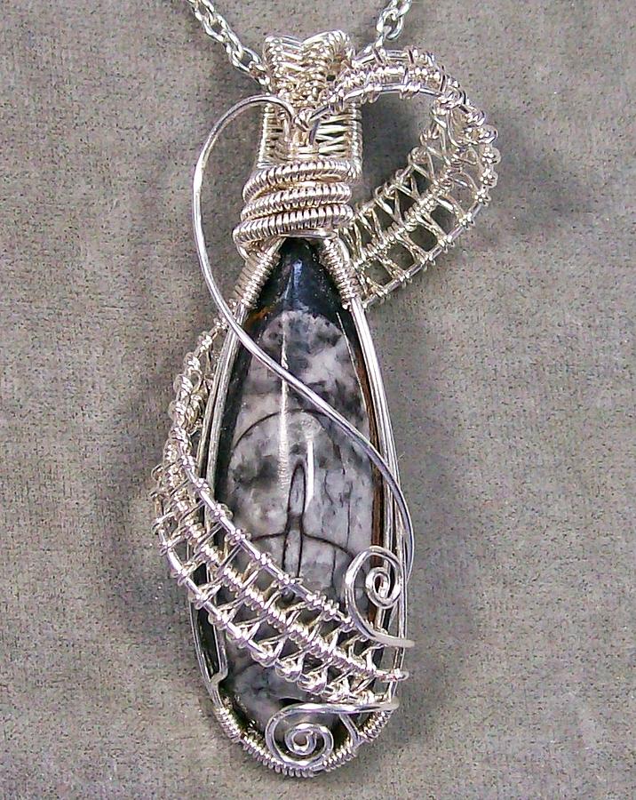 Necklace Jewelry - Orthoceras Fossil and Silver Pendant-Necklace #2 by Heather Jordan