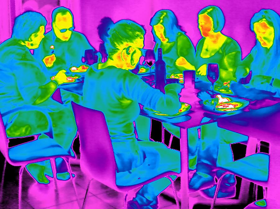Bottle Photograph - People Sitting At A Table, Thermogram #1 by Tony Mcconnell