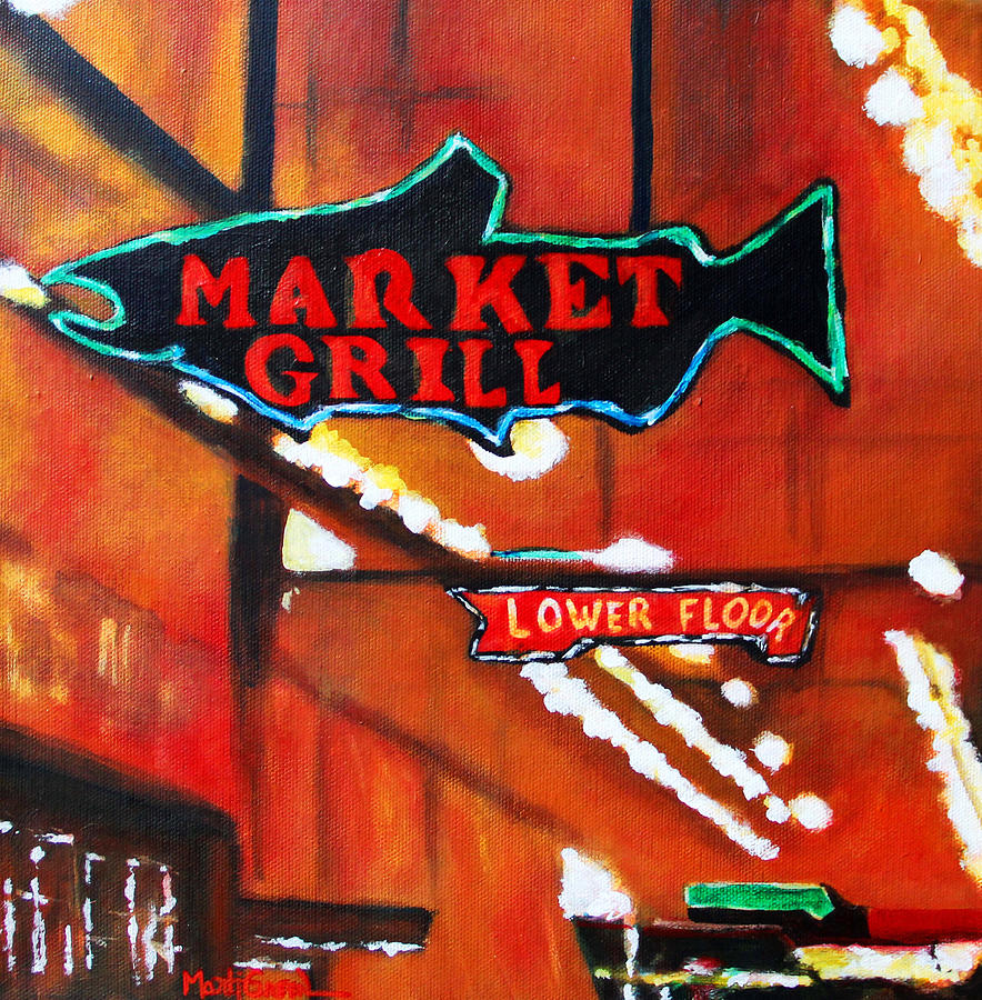 Pike Place Market Seattle WA Painting by Marti Green