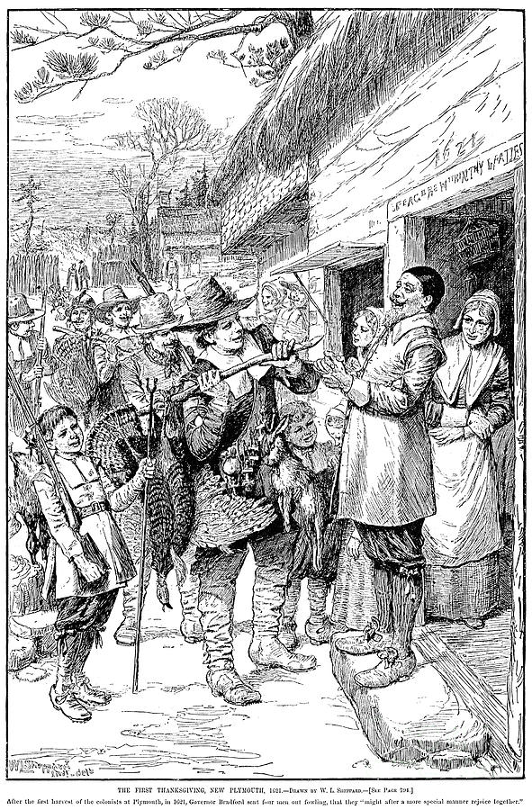 Pilgrims: Thanksgiving, 1621 #1 Photograph by Granger