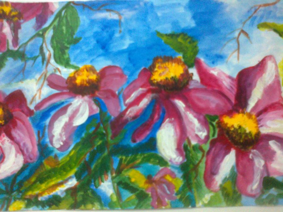Pink Blooms #1 Painting by Seema Sharma