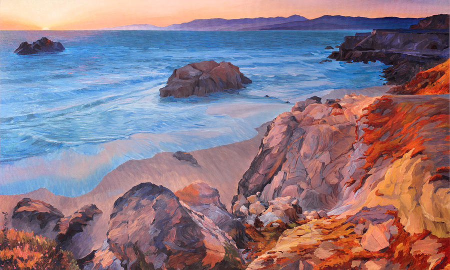 Point Lobos at San Francisco #1 Painting by Judith Barath