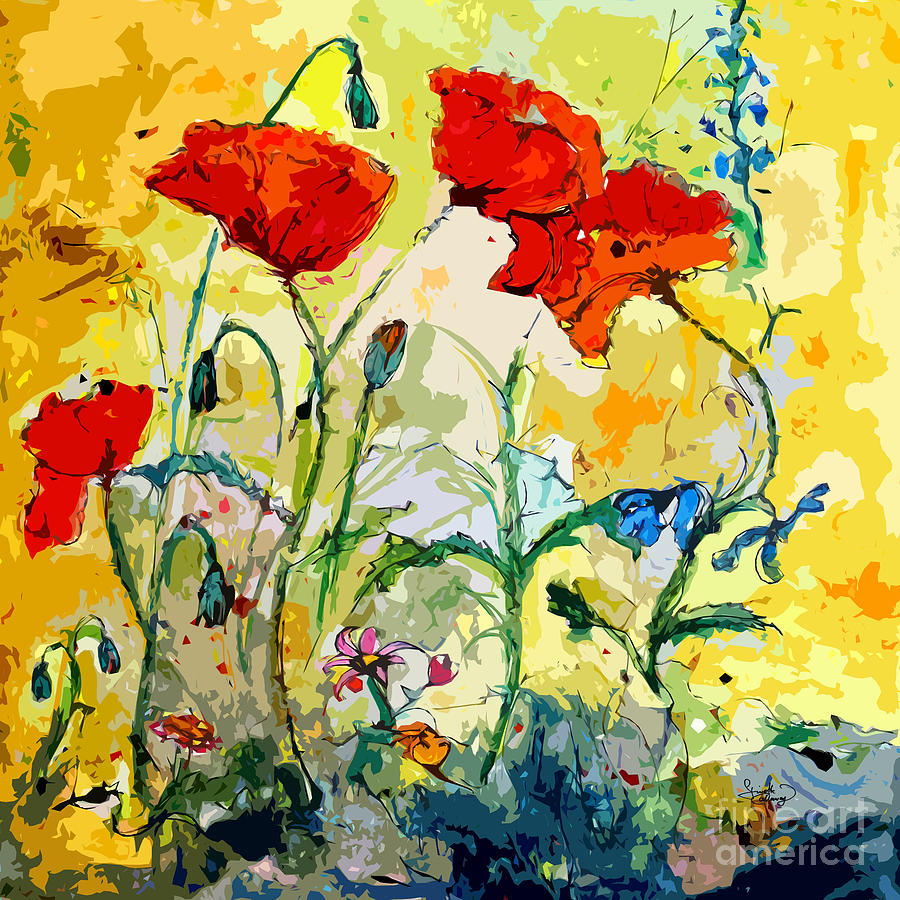 Poppies Provencale Painting by Ginette Callaway