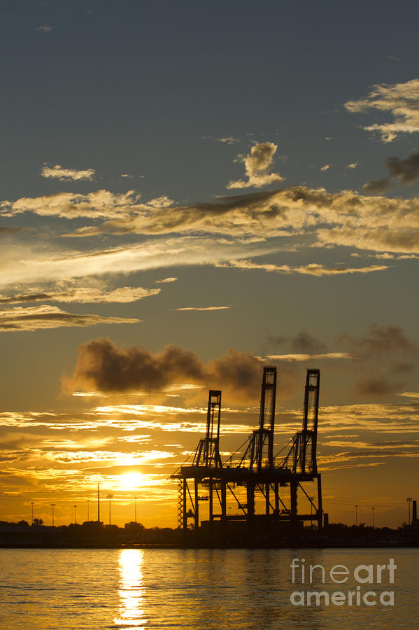 Port of Charleston Sunset  #1 Photograph by Dustin K Ryan