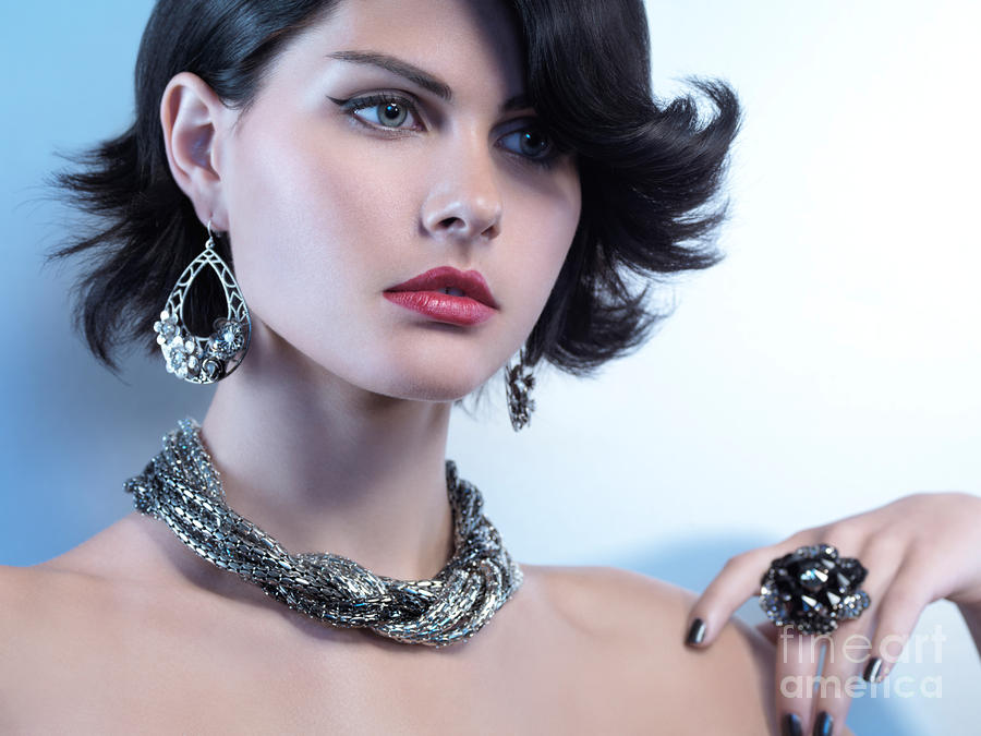 Portrait of a Beautiful Woman Wearing Jewellery #1 Photograph by Maxim Images Exquisite Prints