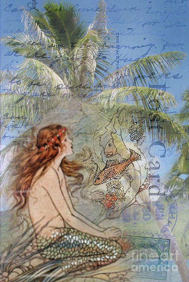 Post Card Mermaid #1 Digital Art by Ruby Cross