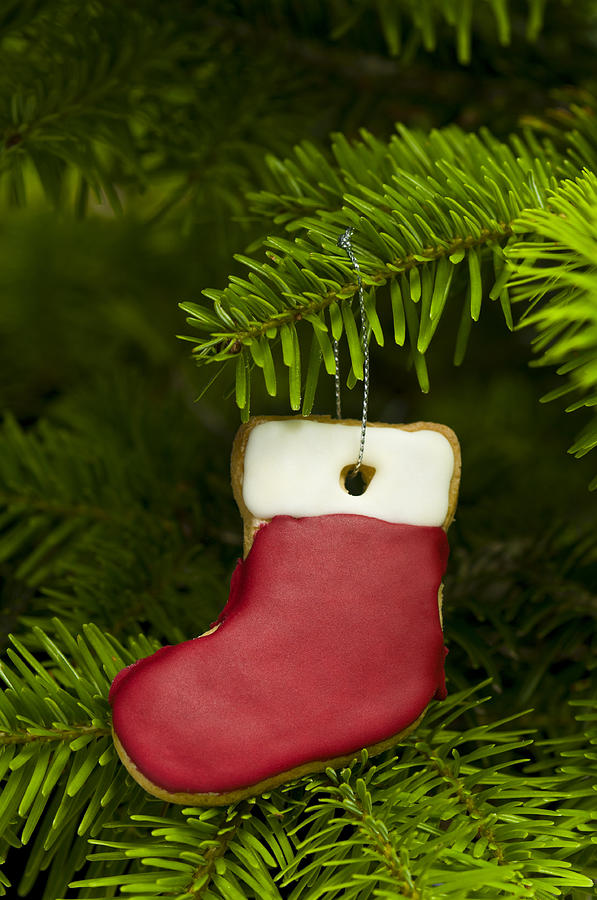 Christmas Photograph - Present sock shape short bread cookie  #1 by U Schade