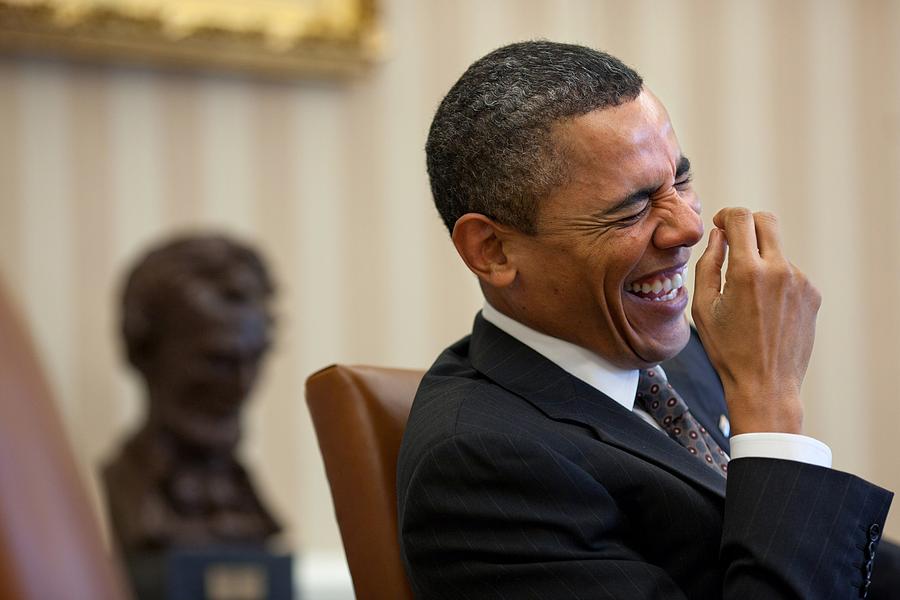 President Barack Obama Laughs #1 Photograph by Everett