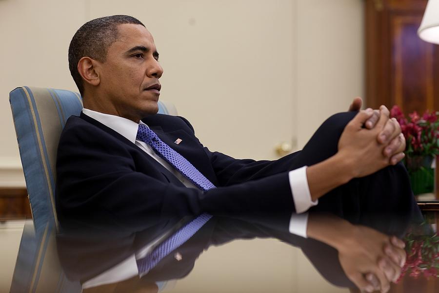 Politician Photograph - President Barack Obama Leans Back #1 by Everett