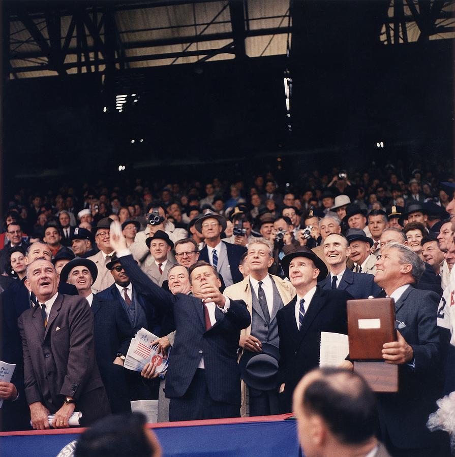 President Kennedy Throws Out First Ball #1 Photograph by Everett