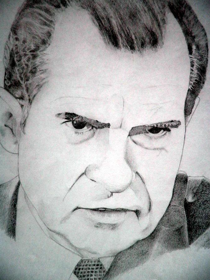 Richard Milhous Nixon Drawing - President Richard Nixon #1 by Robert Lance