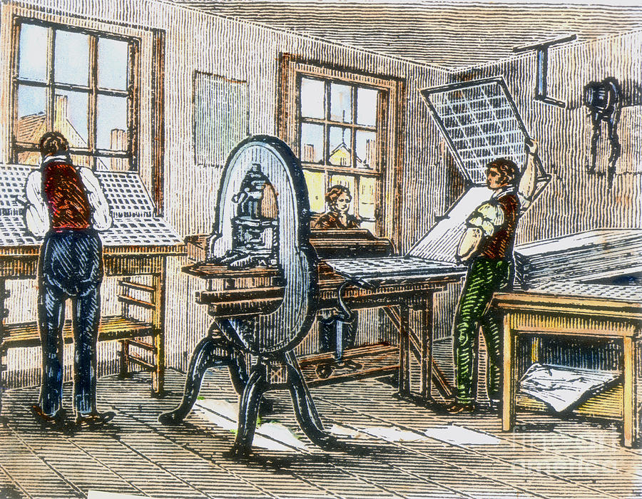 PRINTING OFFICE, c1800 Photograph by Granger - Fine Art America