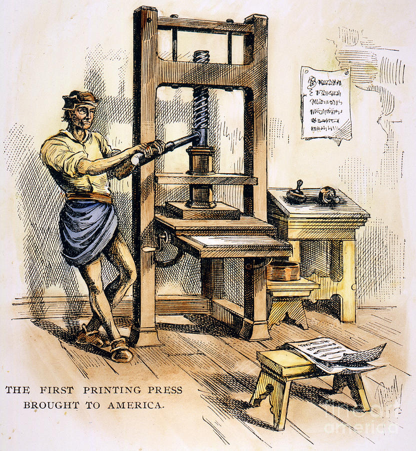 Printing Press, 1639 #1 Photograph by Granger