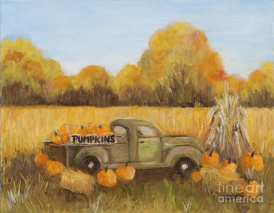 Pumpkins For Sale #1 Painting by Pati Pelz