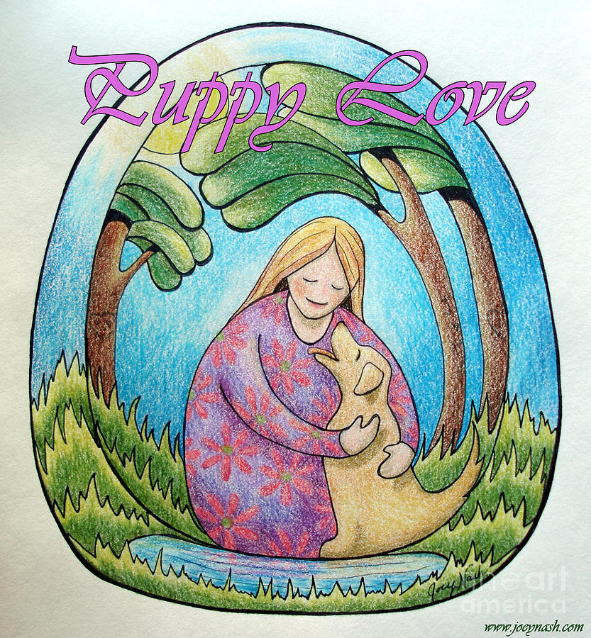Dog Drawing - Puppy Love by Joey Nash Dog Drawing - Puppy Love by Joey Nash