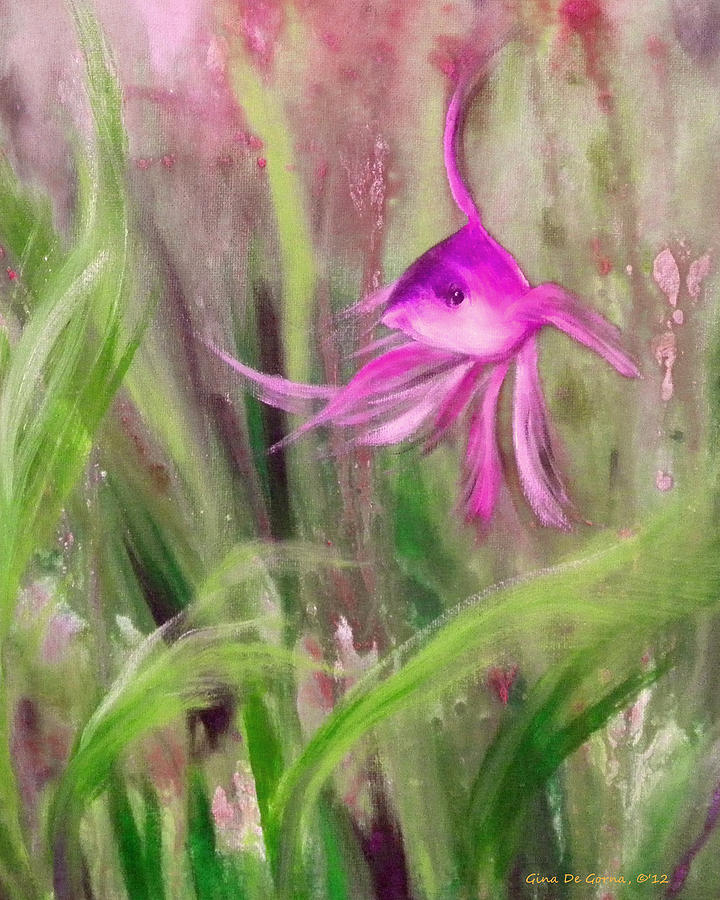Purple Fish #2 Painting by Gina De Gorna