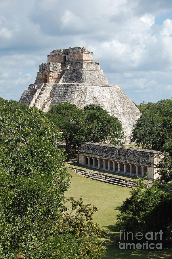 Pyramid of the Magician and Columns Group Structure at Uxmal Mexico #2 Photograph by Shawn OBrien