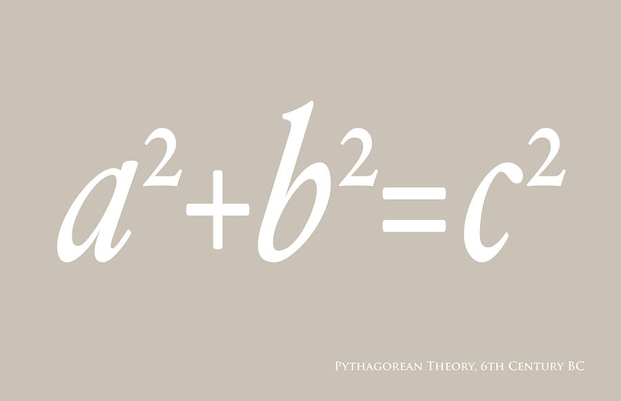Typography Digital Art - Pythagoras Maths Equation #1 by Michael Tompsett