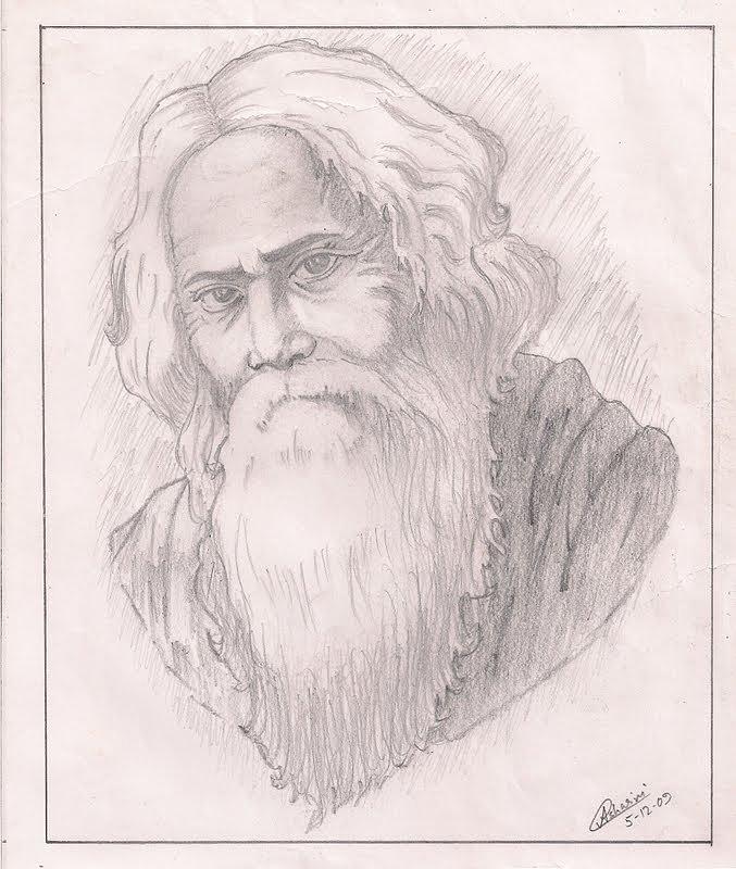 Rabindranath Tagore Drawing by Ashwini Dey