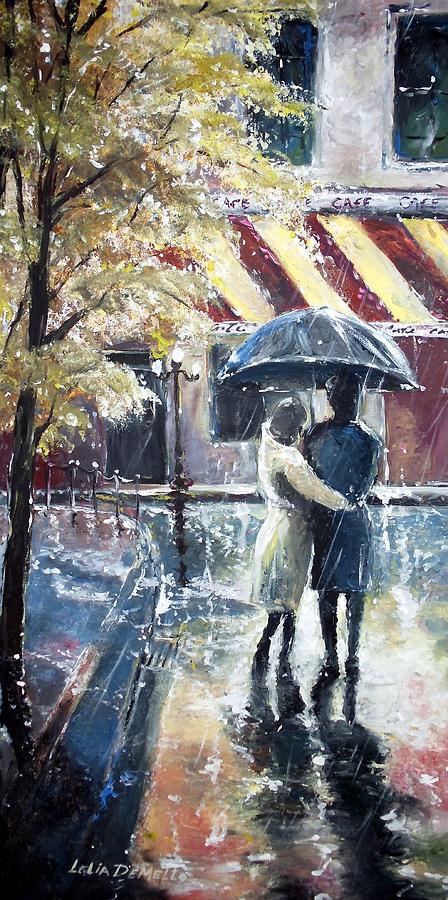 Couple Painting - Rainy Day #1 by Lelia DeMello